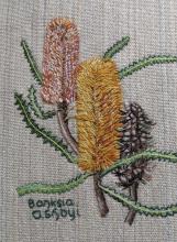 Image of embroidered Banksia flowers